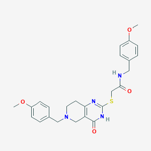 molecular formula C25H28N4O4S B2900136 N-(4-methoxybenzyl)-2-((6-(4-methoxybenzyl)-4-oxo-3,4,5,6,7,8-hexahydropyrido[4,3-d]pyrimidin-2-yl)thio)acetamide CAS No. 1110971-78-2