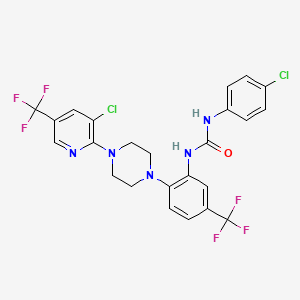 molecular formula C24H19Cl2F6N5O B2900147 N-(4-chlorophenyl)-N'-[2-{4-[3-chloro-5-(trifluoromethyl)-2-pyridinyl]piperazino}-5-(trifluoromethyl)phenyl]urea CAS No. 338773-02-7