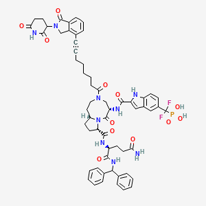 P-[[2-[[[(5S,8S,10aR)-8-[[[(1S)-4-amino-1-[[(diphenylmethyl)amino]carbonyl]-4-oxobutyl]amino]carbonyl]-3-[8-[2-(2,6-dioxo-3-piperidinyl)-2,3-dihydro-1-oxo-1H-isoindol-4-yl]-1-oxo-7-octyn-1-yl]decahydro-6-oxopyrrolo[1,2-a][1,5]diazocin-5-yl]amino]carbonyl]-1H-indol-5-yl]difluoromethyl]phosphonic acid
