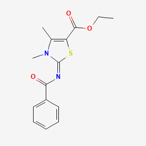 molecular formula C15H16N2O3S B2900150 Ethyl 2-benzoylimino-3,4-dimethyl-1,3-thiazole-5-carboxylate CAS No. 476628-02-1