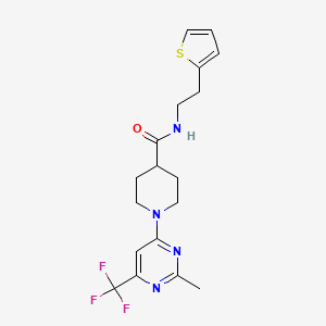 molecular formula C18H21F3N4OS B2900151 1-[2-methyl-6-(trifluoromethyl)pyrimidin-4-yl]-N-[2-(2-thienyl)ethyl]piperidine-4-carboxamide CAS No. 1775411-52-3