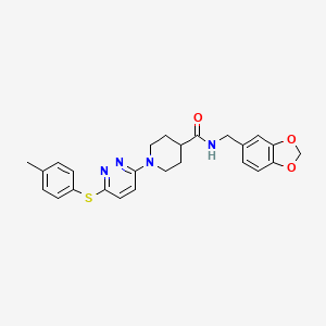 molecular formula C25H26N4O3S B2900158 N-[(2H-1,3-benzodioxol-5-yl)methyl]-1-{6-[(4-methylphenyl)sulfanyl]pyridazin-3-yl}piperidine-4-carboxamide CAS No. 1223832-94-7