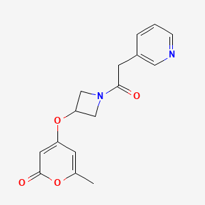molecular formula C16H16N2O4 B2900167 6-methyl-4-((1-(2-(pyridin-3-yl)acetyl)azetidin-3-yl)oxy)-2H-pyran-2-one CAS No. 1798541-32-8