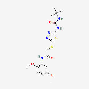 molecular formula C17H23N5O4S2 B2900175 2-((5-(3-(tert-butyl)ureido)-1,3,4-thiadiazol-2-yl)thio)-N-(2,5-dimethoxyphenyl)acetamide CAS No. 886940-13-2