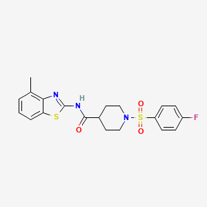 molecular formula C20H20FN3O3S2 B2900177 1-(4-fluorobenzenesulfonyl)-N-(4-methyl-1,3-benzothiazol-2-yl)piperidine-4-carboxamide CAS No. 941918-81-6