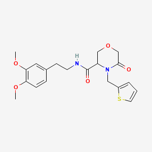 molecular formula C20H24N2O5S B2900188 N-(3,4-dimethoxyphenethyl)-5-oxo-4-(thiophen-2-ylmethyl)morpholine-3-carboxamide CAS No. 1421446-09-4