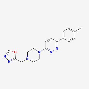 molecular formula C18H20N6O B2900197 2-[[4-[6-(4-Methylphenyl)pyridazin-3-yl]piperazin-1-yl]methyl]-1,3,4-oxadiazole CAS No. 2380168-32-9