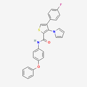 molecular formula C27H19FN2O2S B2900198 4-(4-fluorophenyl)-N-(4-phenoxyphenyl)-3-(1H-pyrrol-1-yl)thiophene-2-carboxamide CAS No. 1291861-91-0