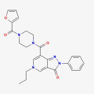 molecular formula C25H25N5O4 B2900208 7-(4-(furan-2-carbonyl)piperazine-1-carbonyl)-2-phenyl-5-propyl-2H-pyrazolo[4,3-c]pyridin-3(5H)-one CAS No. 923226-43-1