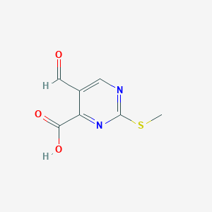 molecular formula C7H6N2O3S B2900217 5-Formyl-2-(methylsulfanyl)pyrimidine-4-carboxylic acid CAS No. 111253-04-4