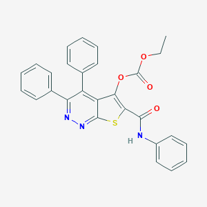 molecular formula C28H21N3O4S B290022 5-(Ethoxycarbonyloxy)-3,4,N-triphenylthieno[2,3-c]pyridazine-6-carboxamide 