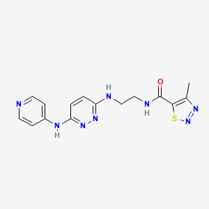 molecular formula C15H16N8OS B2900233 4-methyl-N-(2-((6-(pyridin-4-ylamino)pyridazin-3-yl)amino)ethyl)-1,2,3-thiadiazole-5-carboxamide CAS No. 1226457-52-8