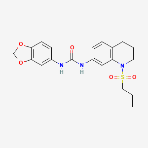 molecular formula C20H23N3O5S B2900251 1-(Benzo[d][1,3]dioxol-5-yl)-3-(1-(propylsulfonyl)-1,2,3,4-tetrahydroquinolin-7-yl)urea CAS No. 1203376-27-5