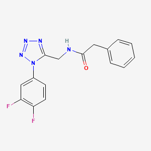 molecular formula C16H13F2N5O B2900252 N-((1-(3,4-difluorophenyl)-1H-tetrazol-5-yl)methyl)-2-phenylacetamide CAS No. 1005292-91-0