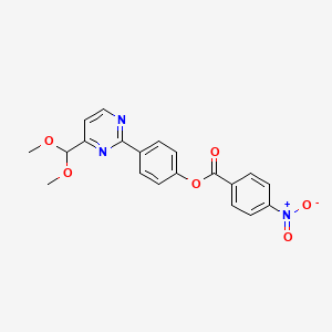 molecular formula C20H17N3O6 B2900254 4-[4-(Dimethoxymethyl)-2-pyrimidinyl]phenyl 4-nitrobenzenecarboxylate CAS No. 477870-33-0
