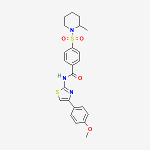 molecular formula C23H25N3O4S2 B2900255 N-(4-(4-methoxyphenyl)thiazol-2-yl)-4-((2-methylpiperidin-1-yl)sulfonyl)benzamide CAS No. 683261-74-7