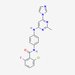 molecular formula C21H16ClFN6O B2900257 N-(4-((6-(1H-imidazol-1-yl)-2-methylpyrimidin-4-yl)amino)phenyl)-2-chloro-6-fluorobenzamide CAS No. 1206984-79-3
