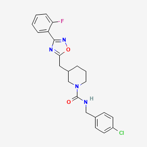 molecular formula C22H22ClFN4O2 B2900258 N-(4-chlorobenzyl)-3-((3-(2-fluorophenyl)-1,2,4-oxadiazol-5-yl)methyl)piperidine-1-carboxamide CAS No. 1705071-93-7