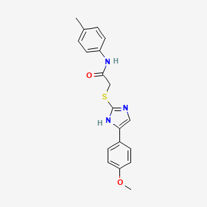 molecular formula C19H19N3O2S B2900269 2-((5-(4-methoxyphenyl)-1H-imidazol-2-yl)thio)-N-(p-tolyl)acetamide CAS No. 942009-43-0