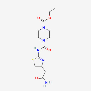 molecular formula C13H19N5O4S B2900286 Ethyl 4-((4-(2-amino-2-oxoethyl)thiazol-2-yl)carbamoyl)piperazine-1-carboxylate CAS No. 1021258-79-6