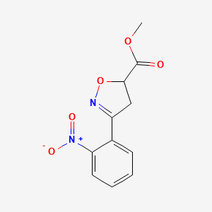 molecular formula C11H10N2O5 B2900293 3-(2-Nitrophenyl)-2-isoxazoline-5-carboxylic acid methyl ester CAS No. 909129-22-2