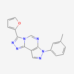 molecular formula C17H12N6O B2900313 5-(Furan-2-yl)-10-(3-methylphenyl)-3,4,6,8,10,11-hexaazatricyclo[7.3.0.0^{2,6}]dodeca-1(9),2,4,7,11-pentaene CAS No. 900271-81-0