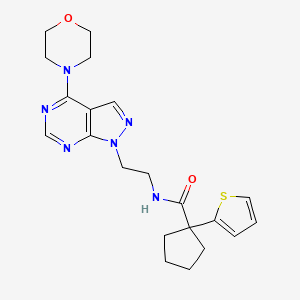 molecular formula C21H26N6O2S B2900314 N-(2-(4-morpholino-1H-pyrazolo[3,4-d]pyrimidin-1-yl)ethyl)-1-(thiophen-2-yl)cyclopentanecarboxamide CAS No. 1170914-92-7