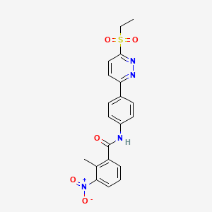 molecular formula C20H18N4O5S B2900316 N-(4-(6-(ethylsulfonyl)pyridazin-3-yl)phenyl)-2-methyl-3-nitrobenzamide CAS No. 1005307-85-6