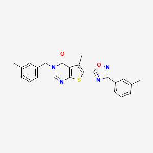 molecular formula C24H20N4O2S B2900319 5-methyl-3-(3-methylbenzyl)-6-[3-(3-methylphenyl)-1,2,4-oxadiazol-5-yl]thieno[2,3-d]pyrimidin-4(3H)-one CAS No. 1326822-01-8