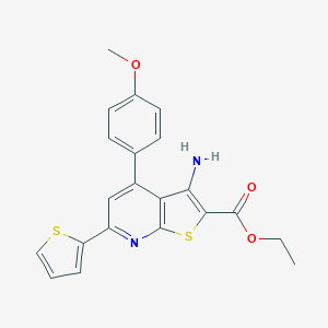 molecular formula C21H18N2O3S2 B290032 Ethyl 3-amino-4-(4-methoxyphenyl)-6-(2-thienyl)thieno[2,3-b]pyridine-2-carboxylate 