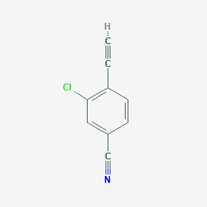 molecular formula C9H4ClN B2900324 3-Chloro-4-ethynylbenzonitrile CAS No. 914105-98-9