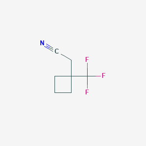 molecular formula C7H8F3N B2900328 FC(C1(Ccc1)CC#N)(F)F CAS No. 1801173-93-2