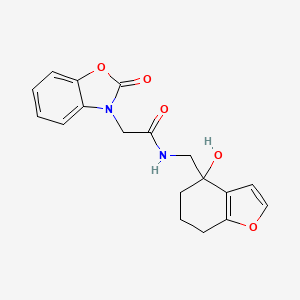 molecular formula C18H18N2O5 B2900331 N-((4-hydroxy-4,5,6,7-tetrahydrobenzofuran-4-yl)methyl)-2-(2-oxobenzo[d]oxazol-3(2H)-yl)acetamide CAS No. 2309346-01-6