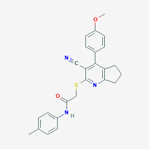 molecular formula C25H23N3O2S B290034 2-{[3-cyano-4-(4-methoxyphenyl)-6,7-dihydro-5H-cyclopenta[b]pyridin-2-yl]sulfanyl}-N-(4-methylphenyl)acetamide 