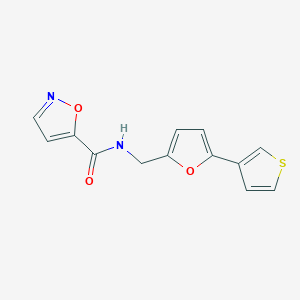 molecular formula C13H10N2O3S B2900343 N-((5-(thiophen-3-yl)furan-2-yl)methyl)isoxazole-5-carboxamide CAS No. 2034565-60-9