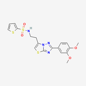 molecular formula C18H18N4O4S3 B2900354 N-(2-(2-(3,4-dimethoxyphenyl)thiazolo[3,2-b][1,2,4]triazol-6-yl)ethyl)thiophene-2-sulfonamide CAS No. 895440-83-2