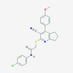 molecular formula C24H20ClN3O2S B290036 N-(4-chlorophenyl)-2-{[3-cyano-4-(4-methoxyphenyl)-6,7-dihydro-5H-cyclopenta[b]pyridin-2-yl]sulfanyl}acetamide 