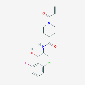 molecular formula C18H22ClFN2O3 B2900366 N-[1-(2-Chloro-6-fluorophenyl)-1-hydroxypropan-2-yl]-1-prop-2-enoylpiperidine-4-carboxamide CAS No. 2361858-33-3