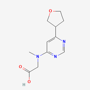 molecular formula C11H15N3O3 B2900378 2-{Methyl[6-(oxolan-3-yl)pyrimidin-4-yl]amino}acetic acid CAS No. 2098029-11-7