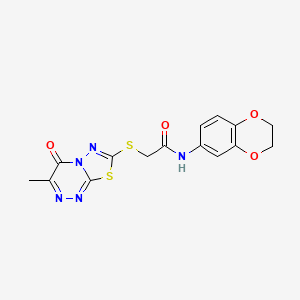 molecular formula C15H13N5O4S2 B2900380 N-(2,3-dihydro-1,4-benzodioxin-6-yl)-2-[(3-methyl-4-oxo-4H-[1,3,4]thiadiazolo[2,3-c][1,2,4]triazin-7-yl)thio]acetamide CAS No. 869074-01-1
