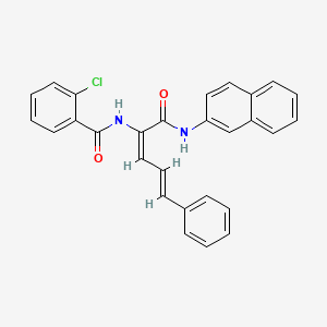 molecular formula C28H21ClN2O2 B2900385 2-chloro-N-((2E,4E)-1-(naphthalen-2-ylamino)-1-oxo-5-phenylpenta-2,4-dien-2-yl)benzamide CAS No. 403663-75-2