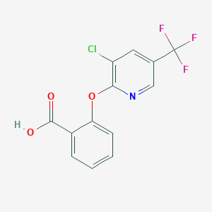 molecular formula C13H7ClF3NO3 B2900387 2-{[3-Chloro-5-(trifluoromethyl)pyridin-2-yl]oxy}benzoic acid CAS No. 852952-20-6