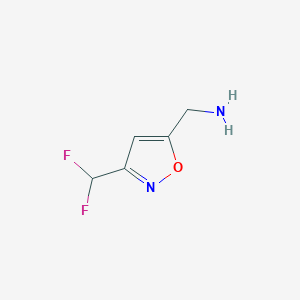 molecular formula C5H6F2N2O B2900403 [3-(Difluoromethyl)-1,2-oxazol-5-yl]methanamine CAS No. 2118317-99-8