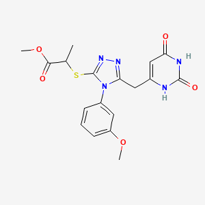molecular formula C18H19N5O5S B2900405 methyl 2-[[5-[(2,4-dioxo-1H-pyrimidin-6-yl)methyl]-4-(3-methoxyphenyl)-1,2,4-triazol-3-yl]sulfanyl]propanoate CAS No. 852152-71-7
