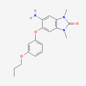 molecular formula C18H21N3O3 B2900408 5-Amino-1,3-dimethyl-6-(3-propoxyphenoxy)-1H-benzo[d]imidazol-2(3H)-one CAS No. 1800477-35-3