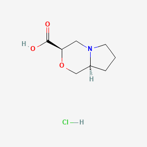 molecular formula C8H14ClNO3 B2900413 (3R,8As)-3,4,6,7,8,8a-hexahydro-1H-pyrrolo[2,1-c][1,4]oxazine-3-carboxylic acid;hydrochloride CAS No. 2375250-75-0