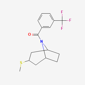 molecular formula C16H18F3NOS B2900414 ((1R,5S)-3-(methylthio)-8-azabicyclo[3.2.1]octan-8-yl)(3-(trifluoromethyl)phenyl)methanone CAS No. 1788533-50-5