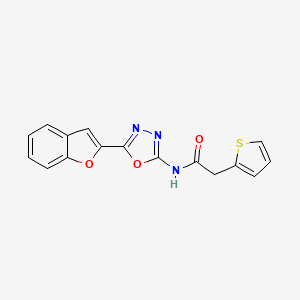 molecular formula C16H11N3O3S B2900415 N-(5-(benzofuran-2-yl)-1,3,4-oxadiazol-2-yl)-2-(thiophen-2-yl)acetamide CAS No. 921995-09-7