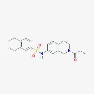 molecular formula C22H26N2O3S B2900425 N-(2-propionyl-1,2,3,4-tetrahydroisoquinolin-7-yl)-5,6,7,8-tetrahydronaphthalene-2-sulfonamide CAS No. 955675-19-1