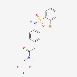 molecular formula C16H14BrF3N2O3S B2900432 2-(4-(2-bromophenylsulfonamido)phenyl)-N-(2,2,2-trifluoroethyl)acetamide CAS No. 1235314-45-0